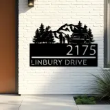 Custom Metal Camping trailer mountain pine tree Metal Address Sign, House number, Outdoor Number Signage, Yard Sign Address Plate