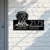 Custom Metal Great Dane dog US flag glasses Metal Address Sign House number Hanging Address Plaque Yard Sign Outdoor decor