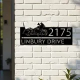 Custom Metal Motobike motocycle Biker Metal Address Sign, House number, Outdoor Number Signage, Yard Sign Address Plate