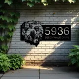 Custom Metal Hot Air Balloon Sky Adventure Travel Metal Address Sign, House number, Outdoor Number Signage, Yard Sign Address Plate