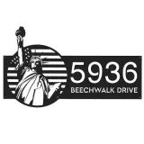 Custom Metal Statue of liberty US flag 4th July Metal Address Sign, House number, Outdoor Number Signage, Yard Sign Address Plate