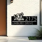 Custom Metal Peeking Lion Cub Wild animal wildlife Metal Address Sign, House number, Outdoor Number Signage, Yard Sign Address Plate