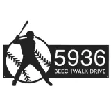 Custom Metal Baseball player Sport Metal Address Sign, House number, Outdoor Number Signage, Yard Sign Address Plate002