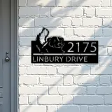 Custom Metal Peeking Skunk Wild animal wildlife Metal Address Sign, House number, Outdoor Number Signage, Yard Sign Address Plate