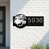 Custom Metal Deer in Woodland wild life Metal Address Sign, House number, Outdoor Number Signage, Yard Sign Address Plate