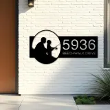 Custom Metal Father and son fishing Metal Address Sign, House number, Outdoor Number Signage, Yard Sign Address Plate