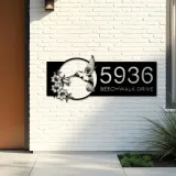 Custom Metal Hummingbird Floral Wreath Metal Address Sign, House number, Outdoor Number Signage, Yard Sign Address Plate