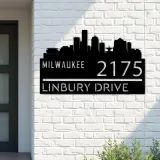 Custom Metal Milwaukee city skyline Metal Address Sign Hanging Address Plaque house number Yard Outdoor Sign