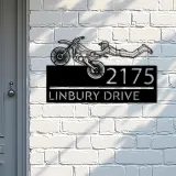 Custom Metal Motocross dirtbike biker Metal Address Sign, House number, Outdoor Number Signage, Yard Sign Address Plate