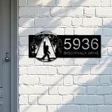 Custom Metal Bigfoot Sasquatch UFO Metal Address Sign, House number, Outdoor Number Signage, Yard Sign Address Plate