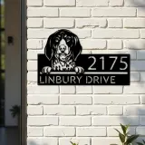 Custom Metal Bluetick coonhound dog cute puppy Metal Address Sign House number Hanging Address Plaque Yard Sign Outdoor decor