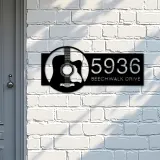 Custom Metal Guitar Guitar player Guitarist Metal Address Sign, House number, Outdoor Number Signage, Yard Sign Address Plate