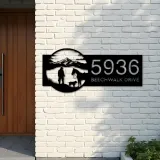Custom Metal Hunter on the lake Metal Address Sign, House number, Outdoor Number Signage, Yard Sign Address Plate