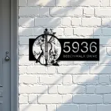 Custom Metal Floral Violin Violin player Metal Address Sign, House number, Outdoor Number Signage, Yard Sign Address Plate