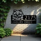 Custom Metal Pomeranian dog Cute puppy Metal Address Sign House number Hanging Address Plaque Yard Sign Outdoor decor