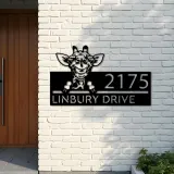 Custom Metal Peeking Giraffe Wild animal wildlife Metal Address Sign, House number, Outdoor Number Signage, Yard Sign Address Plate