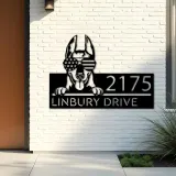 Custom Metal Doberman dog US flag glasses Metal Address Sign House number Hanging Address Plaque Yard Sign Outdoor decor