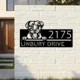 Custom Metal American Pitbull dog cute puppy Metal Address Sign House number Hanging Address Plaque Yard Sign Outdoor decor
