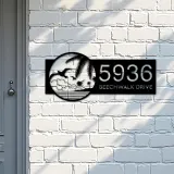 Custom Metal Birds island palm tree Metal Address Sign House number Hanging Address Plaque Yard Sign Outdoor