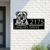 Custom Metal Continental Bulldog dog Puppy Metal Address Sign House number Hanging Address Plaque Yard Sign Outdoor decor