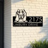 Custom Metal Basset hound dog cute puppy Metal Address Sign House number Hanging Address Plaque Yard Sign Outdoor decor