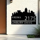Custom Metal Virginia city skyline Metal Address Sign Hanging Address Plaque house number Yard Outdoor Sign