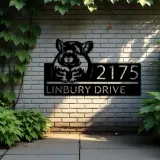 Custom Metal Peeking Chinchilla Wild animal wildlife Metal Address Sign, House number, Outdoor Number Signage, Yard Sign Address Plate