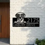 Custom Metal Labrador dog US flag glasses Metal Address Sign House number Hanging Address Plaque Yard Sign Outdoor decor