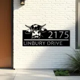 Custom Metal Peeking Cow farm animal ranch Metal Address Sign, House number, Outdoor Number Signage, Yard Sign Address Plate