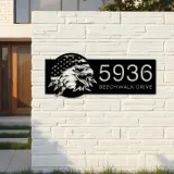 Custom Metal American Eagle US flag Patriotic Metal Address Sign House number Hanging Address Plaque Yard Sign Outdoor