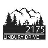 Custom Metal Deer couple mountain scene Metal Address Sign, House number, Outdoor Number Signage, Yard Sign Address Plate