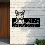 Custom Metal Bull Terrier dog cute puppy Metal Address Sign House number Hanging Address Plaque Yard Sign Outdoor decor