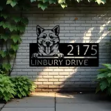 Custom Metal Shiba Inu Dog Cute puppy Metal Address Sign House number Hanging Address Plaque Yard Sign Outdoor decor