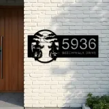 Custom Metal Biker brothers sunset Motocycle rider Metal Address Sign, House number, Outdoor Number Signage, Yard Sign Address Plate