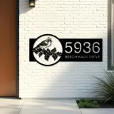 Custom Metal Red cardinal bird Metal Address Sign, House number, Outdoor Number Signage, Yard Sign Address Plate