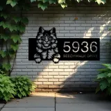 Custom Metal Main coon Cute peeking cat kitten Metal Address Sign, House number, Outdoor Number Signage, Yard Sign Address Plate