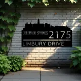 Custom Metal Colorado Springs city skyline Metal Address Sign Hanging Address Plaque house number Yard Outdoor Sign