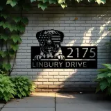 Custom Metal Bullmastiff dog US flag glasses Metal Address Sign House number Hanging Address Plaque Yard Sign Outdoor decor