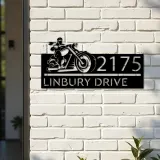 Custom Metal Biker motorcycle rider Metal Address Sign, House number, Outdoor Number Signage, Yard Sign Address Plate