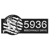 Custom Metal Baseball player distressed US flag Metal Address Sign, House number, Outdoor Number Signage, Yard Sign Address Plate