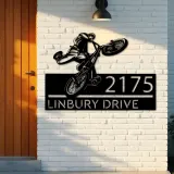 Custom Metal BMX Bicycle freestyle Metal Address Sign, House number, Outdoor Number Signage, Yard Sign Address Plate