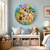 Playful Puppy Dogs Kids Room Wall Clock