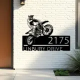 Custom Metal Dirtbike Motocross rider Metal Address Sign, House number, Outdoor Number Signage, Yard Sign Address Plate
