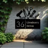 Custom Metal Hair Stylist Hair dresser salon Metal Address Sign, House number, Outdoor Number Signage, Yard Sign Address Plate