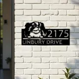 Custom Metal Japanese Chin dog Puppy Metal Address Sign House number Hanging Address Plaque Yard Sign Outdoor decor