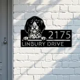 Custom Metal Bluetick coonhound dog cute puppy Metal Address Sign House number Hanging Address Plaque Yard Sign Outdoor decor