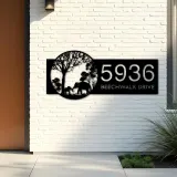 Custom Metal Elephants mother and child in forest Metal Address Sign, House number, Outdoor Number Signage, Yard Sign Address Plate