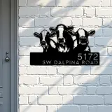 Custom Metal Cows Farmhouse ranch animals Metal Address Sign, House number, Outdoor Number Signage, Yard Sign Address Plate