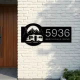 Custom Metal Camping trailer adventure Metal Address Sign Custom House number Hanging Address Plaque Yard Sign Outdoor