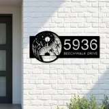 Custom Metal Yin Yang sun and moon Address Sign House number Hanging Address Plaque Yard Sign Outdoor Sign